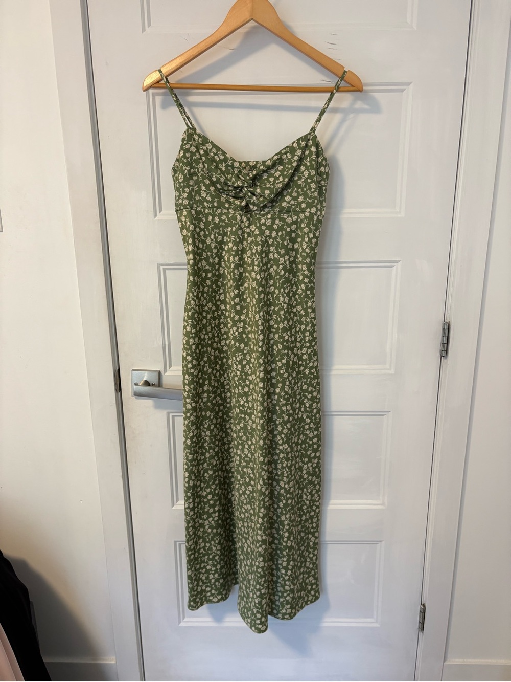 Forever New Melbourne Leslie Bustier Midi Slip Dress Satin Spring Green Floral